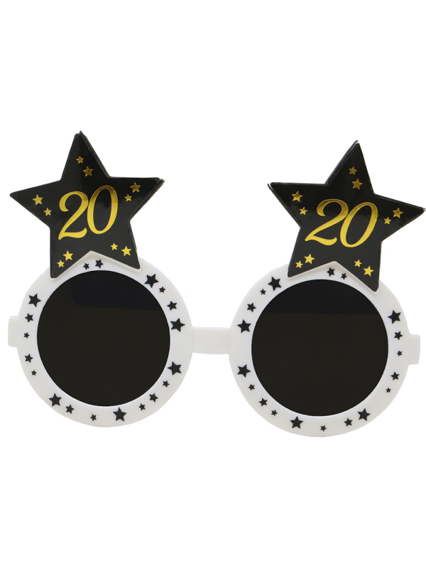 Lunettes anniversaire 20 ans noir & or – Accessoire photo pour fête entre amis
