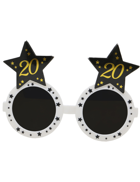 Lunettes anniversaire 20 ans noir & or – Accessoire photo pour fête entre amis