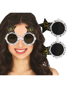 Lunettes anniversaire 30 ans noir & or – Accessoire photo pour fête entre amis