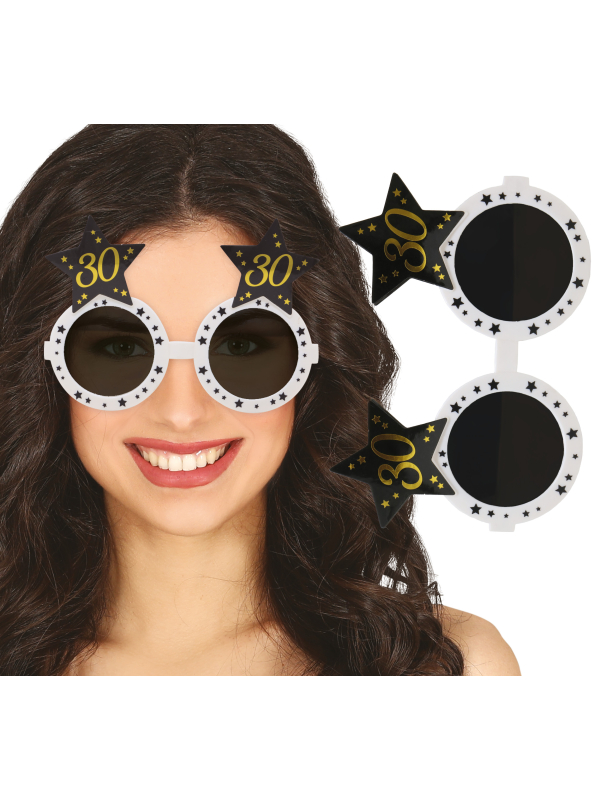 Lunettes anniversaire 30 ans noir & or – Accessoire photo pour fête entre amis