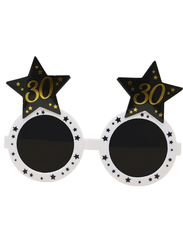 Lunettes anniversaire 30 ans noir & or – Accessoire photo pour fête entre amis