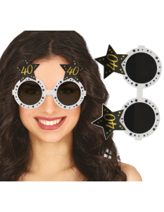 Lunettes anniversaire 40 ans noir & or – Accessoire photo pour fête adul