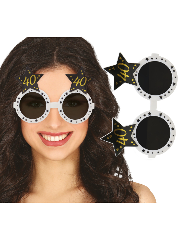 Lunettes anniversaire 40 ans noir & or – Accessoire photo pour fête adul
