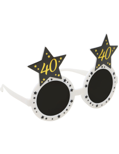 Lunettes anniversaire 40 ans noir & or – Accessoire photo pour fête adul 2