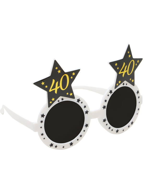 Lunettes anniversaire 40 ans noir & or – Accessoire photo pour fête adul