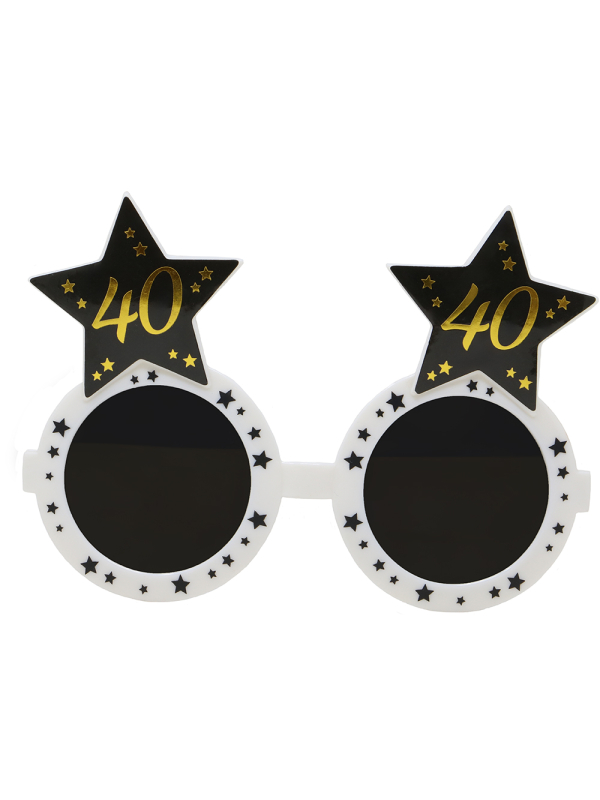 Lunettes anniversaire 40 ans noir & or – Accessoire photo pour fête adul