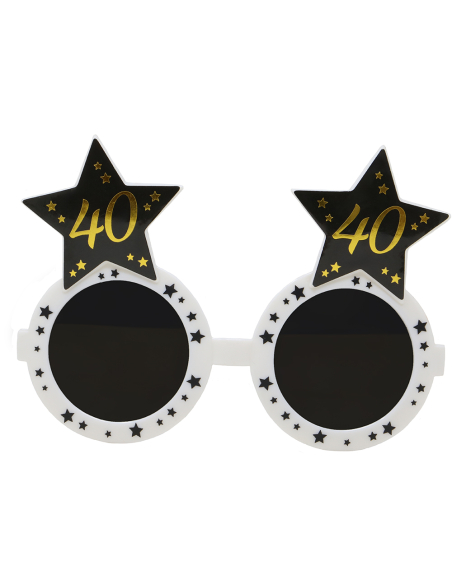 Lunettes anniversaire 40 ans noir & or – Accessoire photo pour fête adul