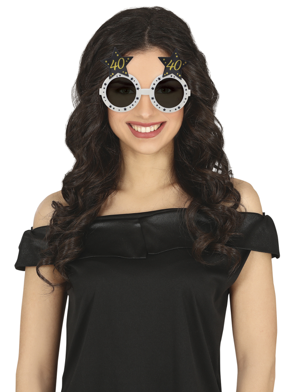 Lunettes anniversaire 40 ans noir & or – Accessoire photo pour fête adul