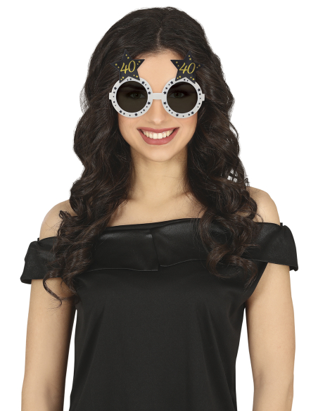 Lunettes anniversaire 40 ans noir & or – Accessoire photo pour fête adul