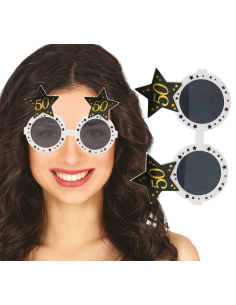 Lunettes anniversaire 50 ans noir & or – Accessoire photo pour fête inoubliable