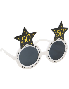 Lunettes anniversaire 50 ans noir & or – Accessoire photo pour fête inoubliable 2