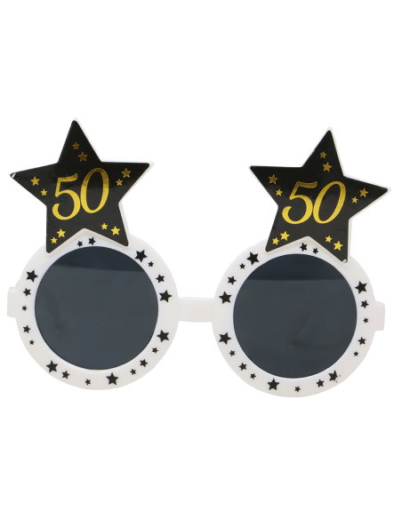 Lunettes anniversaire 50 ans noir & or – Accessoire photo pour fête inoubliable