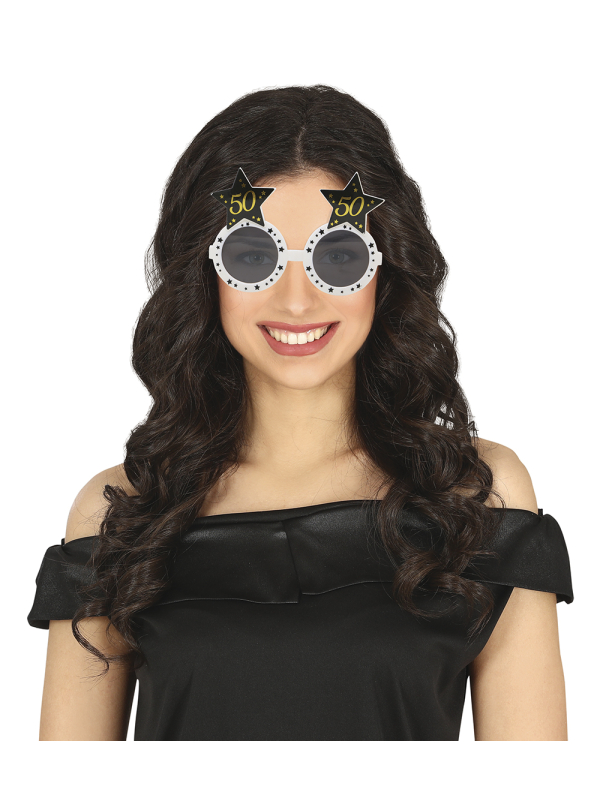 Lunettes anniversaire 50 ans noir & or – Accessoire photo pour fête inoubliable