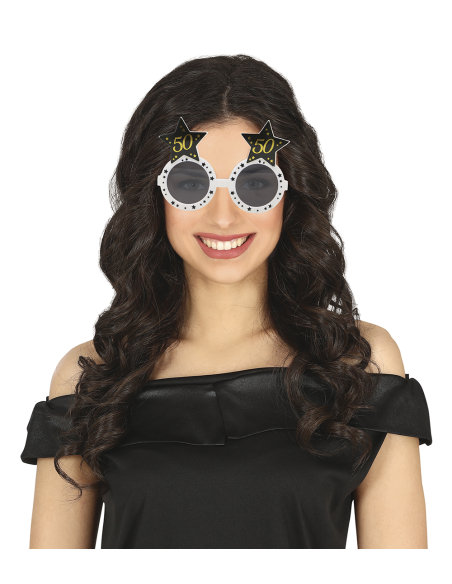 Lunettes anniversaire 50 ans noir & or – Accessoire photo pour fête inoubliable