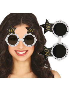 Lunettes anniversaire 60 ans noir & or – Accessoire photo pour fête mémorable