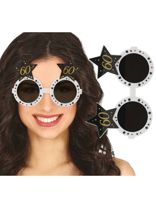 Lunettes anniversaire 60 ans noir & or – Accessoire photo pour fête mémorable