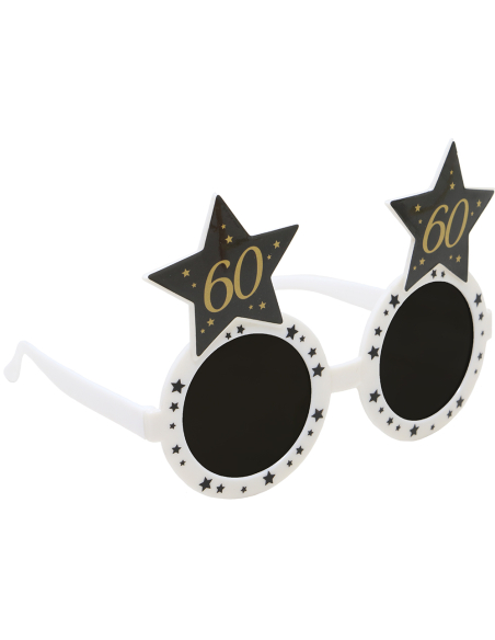 Lunettes anniversaire 60 ans noir & or – Accessoire photo pour fête mémorable