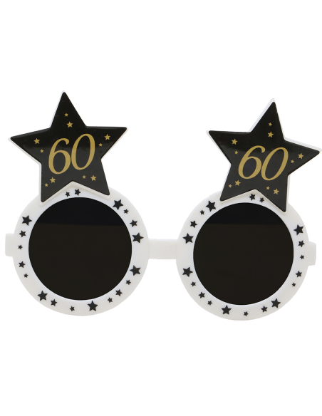 Lunettes anniversaire 60 ans noir & or – Accessoire photo pour fête mémorable