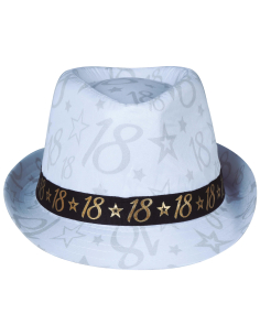 Chapeau anniversaire 18 ans – Taille unique adulte mixte (blanc, noir & or 2