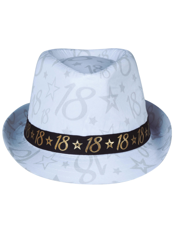 Chapeau anniversaire 18 ans – Taille unique adulte mixte (blanc, noir & or