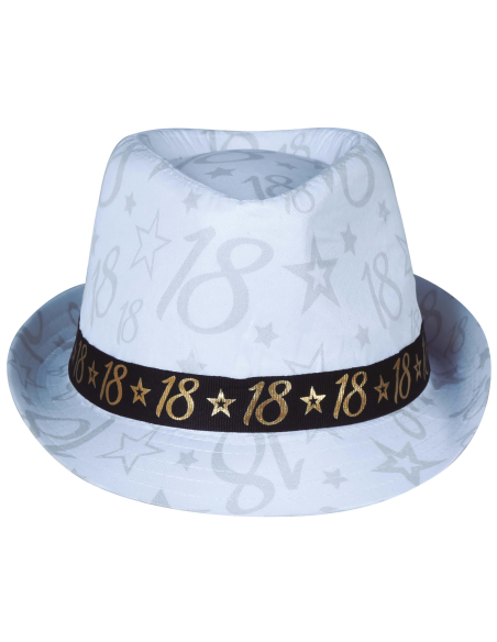 Chapeau anniversaire 18 ans – Taille unique adulte mixte (blanc, noir & or
