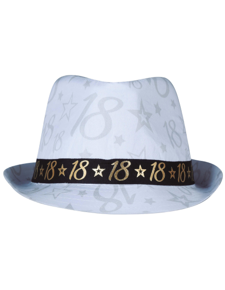 Chapeau anniversaire 18 ans – Taille unique adulte mixte (blanc, noir & or