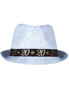 Chapeau anniversaire 20 ans – Taille unique adulte mixte (blanc, noir & or) 2