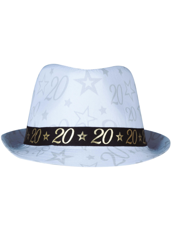 Chapeau anniversaire 20 ans – Taille unique adulte mixte (blanc, noir & or)
