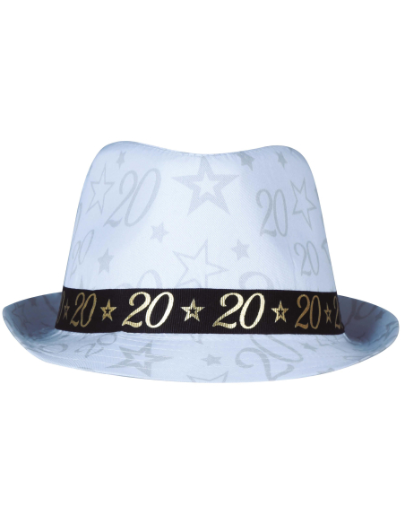 Chapeau anniversaire 20 ans – Taille unique adulte mixte (blanc, noir & or)