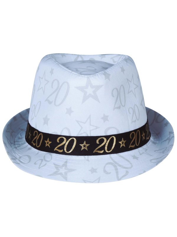 Chapeau anniversaire 20 ans – Taille unique adulte mixte (blanc, noir & or)