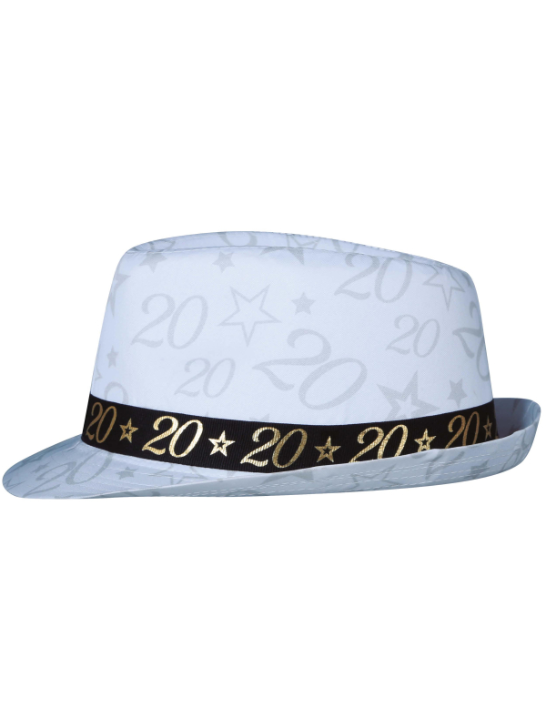 Chapeau anniversaire 20 ans – Taille unique adulte mixte (blanc, noir & or)
