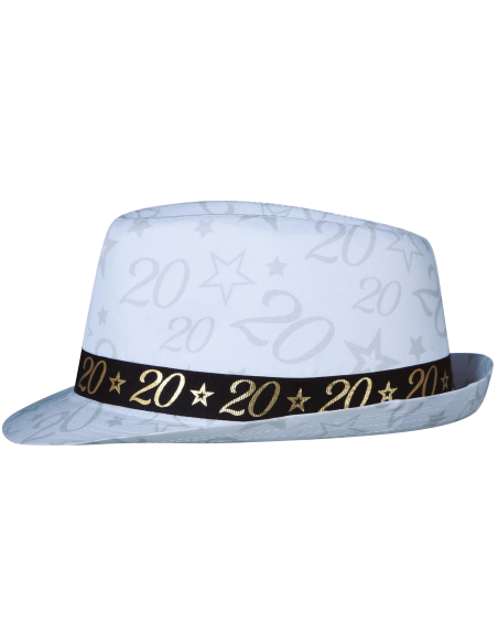 Chapeau anniversaire 20 ans – Taille unique adulte mixte (blanc, noir & or)