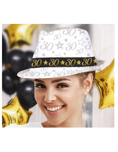 Chapeau anniversaire 30 ans – Taille unique adulte mixte (noir & or)