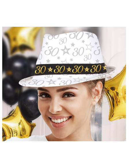 Chapeau anniversaire 30 ans – Taille unique adulte mixte (noir & or)
