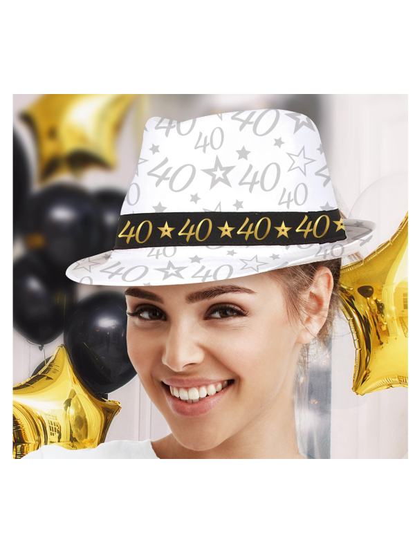 Chapeau anniversaire 40 ans – Taille unique adulte mixte (noir & or)