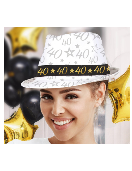 Chapeau anniversaire 40 ans – Taille unique adulte mixte (noir & or)