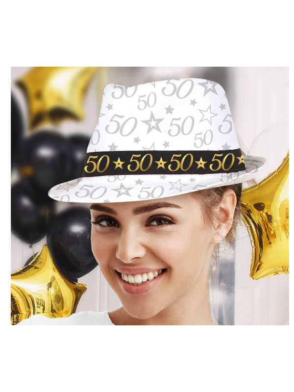 Chapeau anniversaire 50 ans – Taille unique adulte mixte (noir & or)