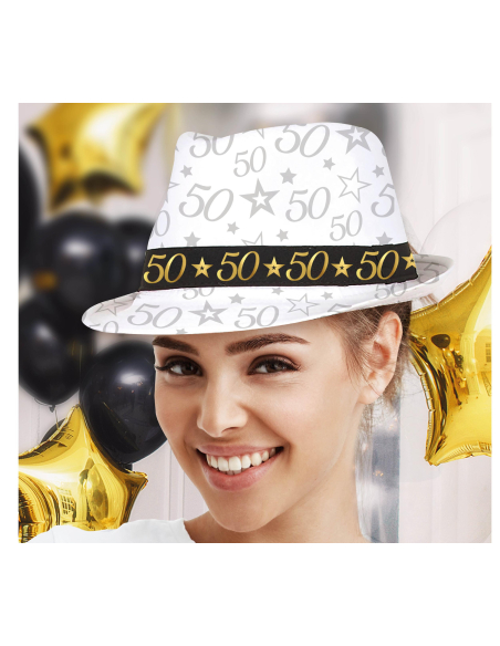 Chapeau anniversaire 50 ans – Taille unique adulte mixte (noir & or)
