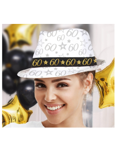 Chapeau anniversaire 60 ans – Taille unique adulte mixte (noir & or)
