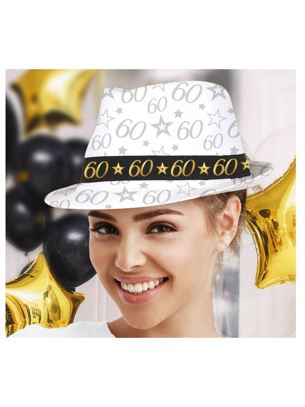 Chapeau anniversaire 60 ans – Taille unique adulte mixte (noir & or)