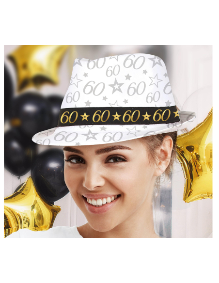 Chapeau anniversaire 60 ans – Taille unique adulte mixte (noir & or)