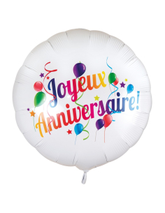 Ballon aluminium “Joyeux Anniversaire” – Ø 40 cm (air ou hélium)