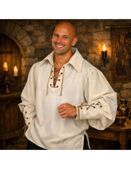 Chemise médiévale écru pour homme haute qualité