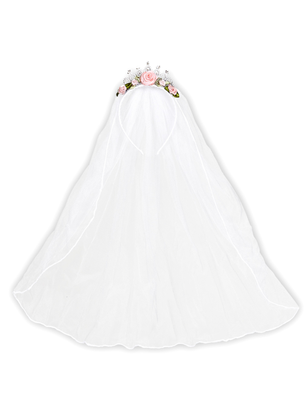 Voile de mariée sur tiare – Roses & brillants EVJF (Future mariée)