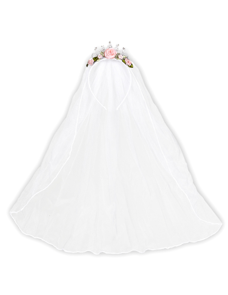 Voile de mariée sur tiare – Roses & brillants EVJF (Future mariée)
