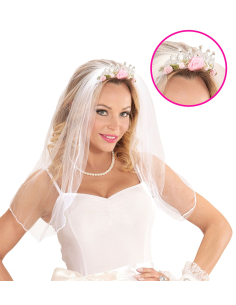 Voile de mariée sur tiare – Roses & brillants EVJF (Future mariée)