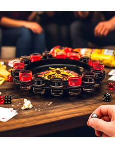 Roulette à boire EVG/EVJF – Jeu apéro pour enterrement de vie de célibataire (16 verres + 2 billes) 2