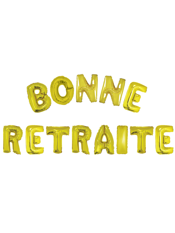 Ballons lettres “BONNE RETRAITE” Or – Guirlande ballon XXL pour pot de départ