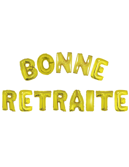 Ballons lettres “BONNE RETRAITE” Or – Guirlande ballon XXL pour pot de départ
