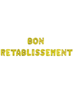 Ballons lettres “BON RÉTABLISSEMENT” Or – Déco sortie d’hôpital & retour à la maison 2